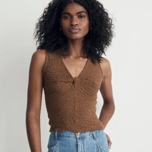 Madewell Popcorn-Knit Twist-Front Sleeveless Top M
